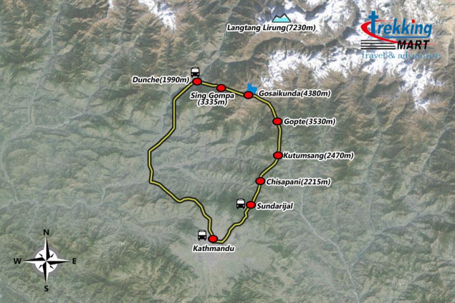 GosaiKunda Trekking Map