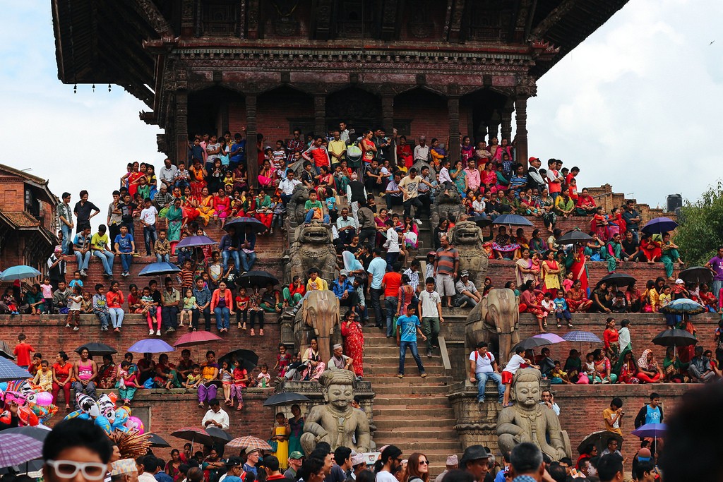 Crowd in Gai Jatra Festival