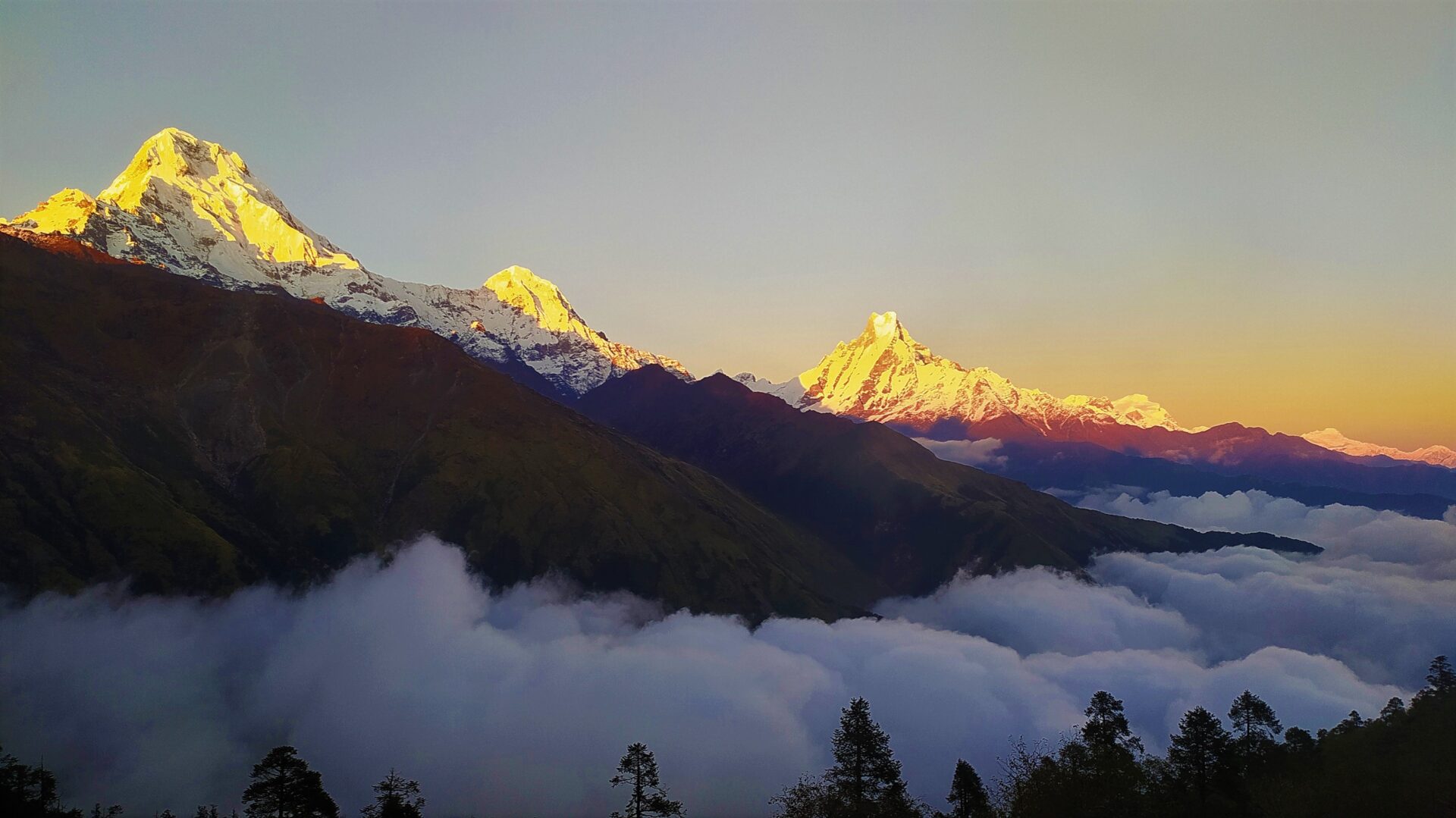 What amenities are available at Poon Hill Mulde Peak teahouses for trekkers?